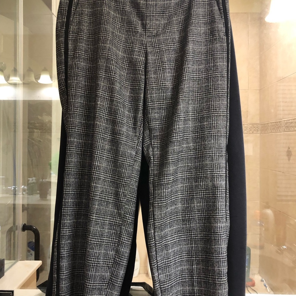 Straight PLAID TUXEDO Stripe Ankle Pants